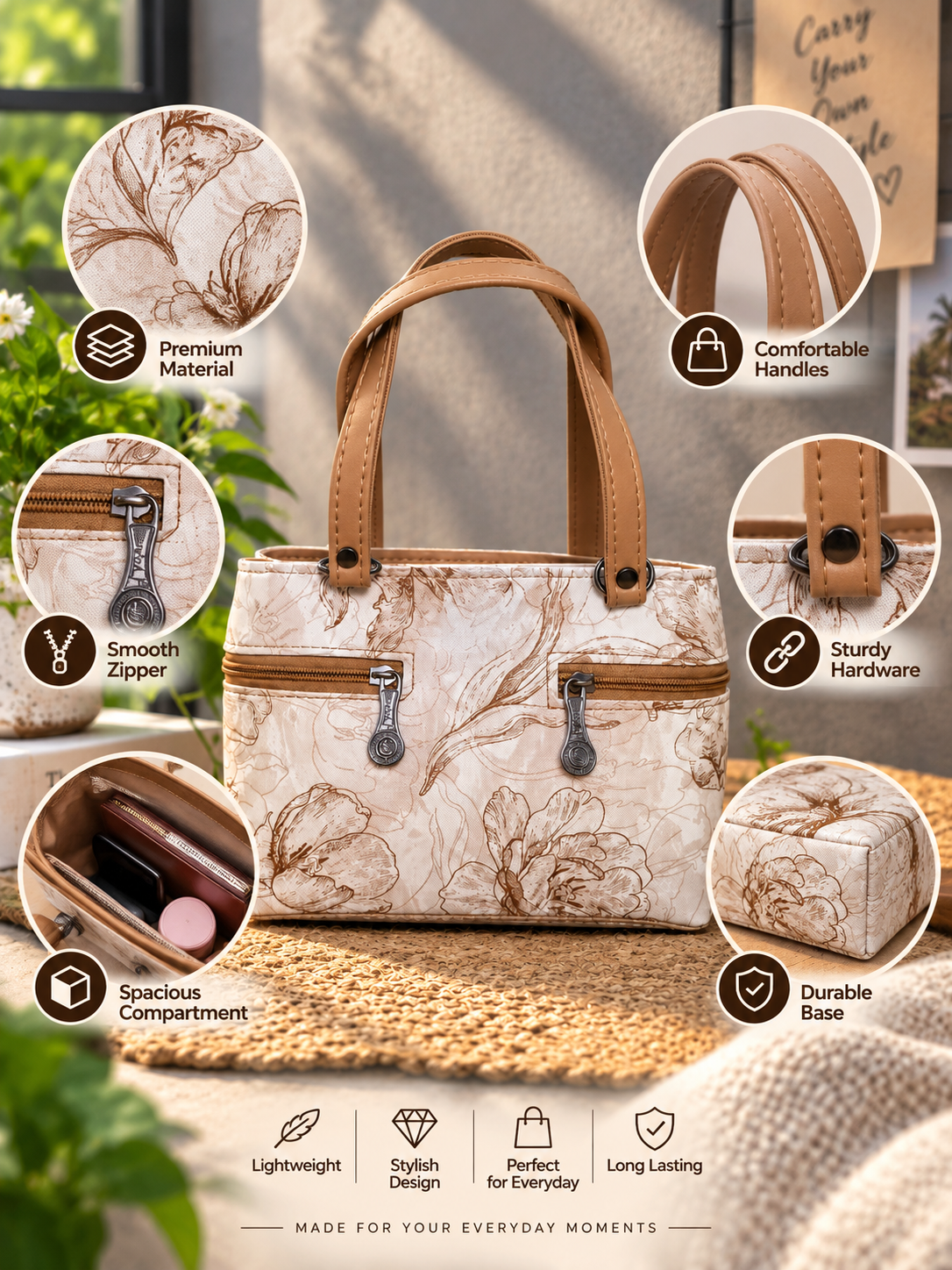 Womens Leather Tote Bag | Structured Handbag for Office, Casual, Party & Formal Use | Stylish Shoulder Carry Tote