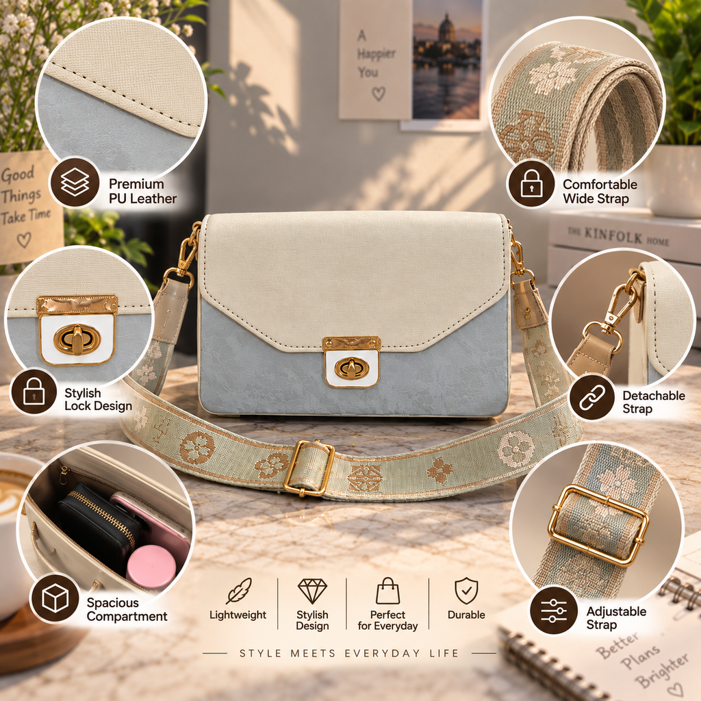 RESHIVA Women’s Stylish Crossbody Sling Bag – Elegant PU Leather Small Shoulder Purse with Adjustable Strap – Casual & Travel Handbag