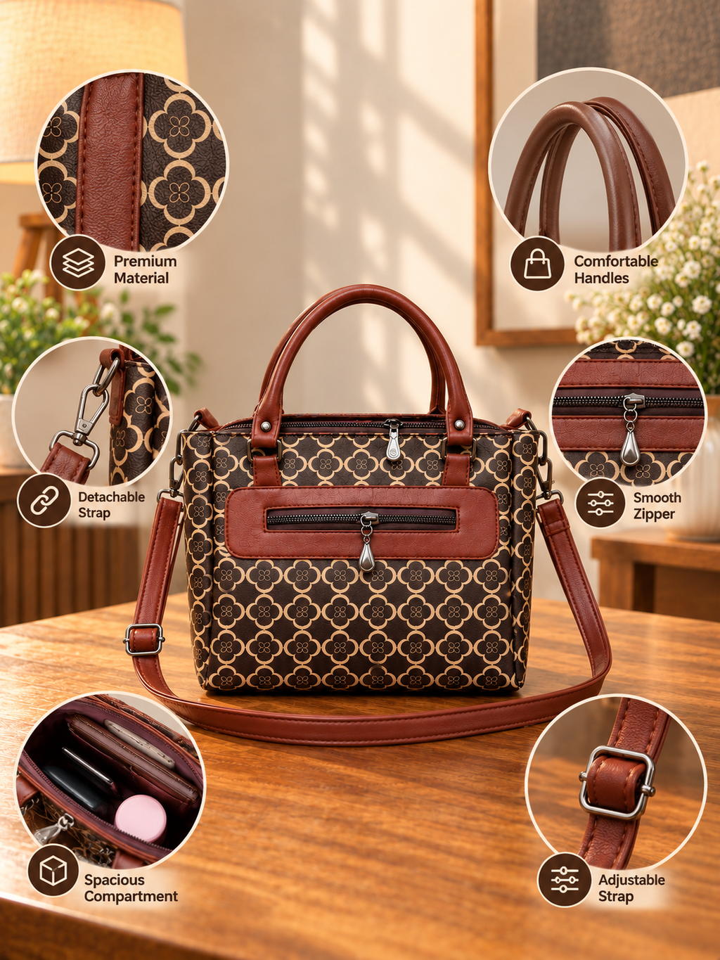 Reshiva Tote Bag for Women, Fully Embossed Handbag & Shoulder Bag, Stylish Casual Tote Purse for Office, Shopping & Daily Use