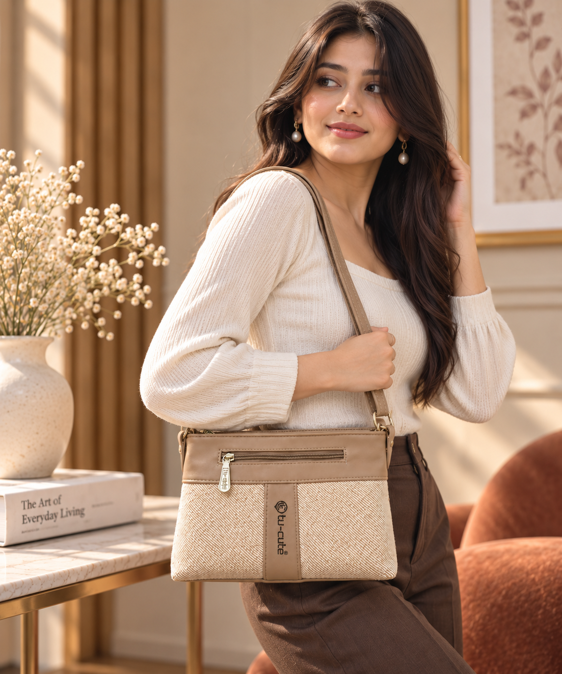 Women's PU Leather Crossbody Sling Bag Compact Shoulder Handbag with Adjustable Strap Stylish Purse for Shopping Travel Office College Casual Outings and Daily Use