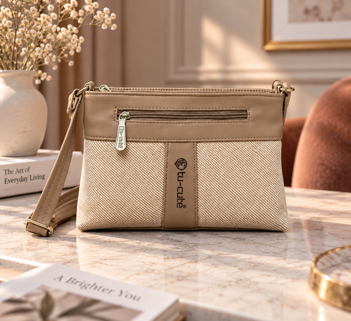 Women's PU Leather Crossbody Sling Bag Compact Shoulder Handbag with Adjustable Strap Stylish Purse for Shopping Travel Office College Casual Outings and Daily Use