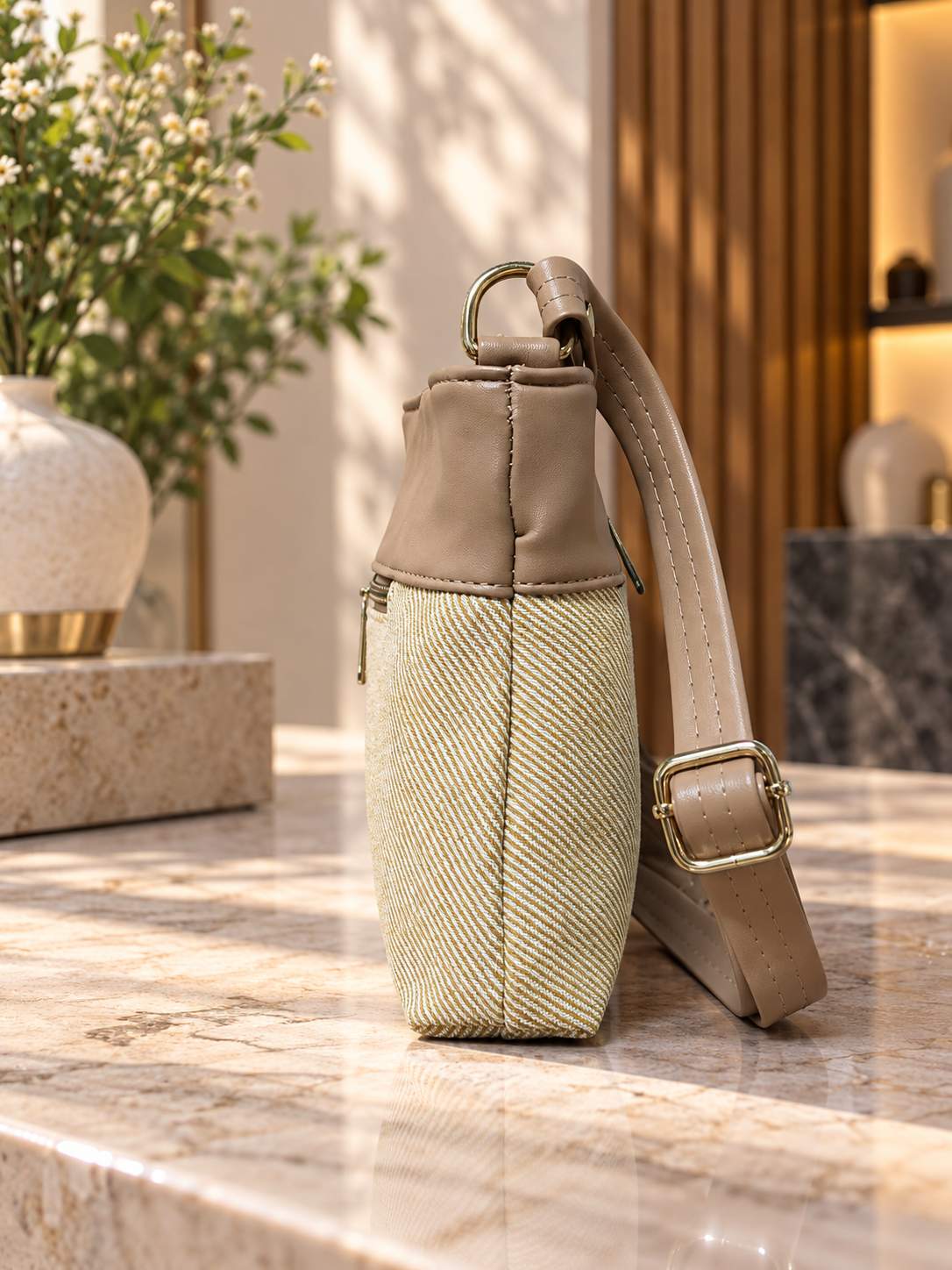Women's PU Leather Crossbody Sling Bag Compact Shoulder Handbag with Adjustable Strap Stylish Purse for Shopping Travel Office College Casual Outings and Daily Use