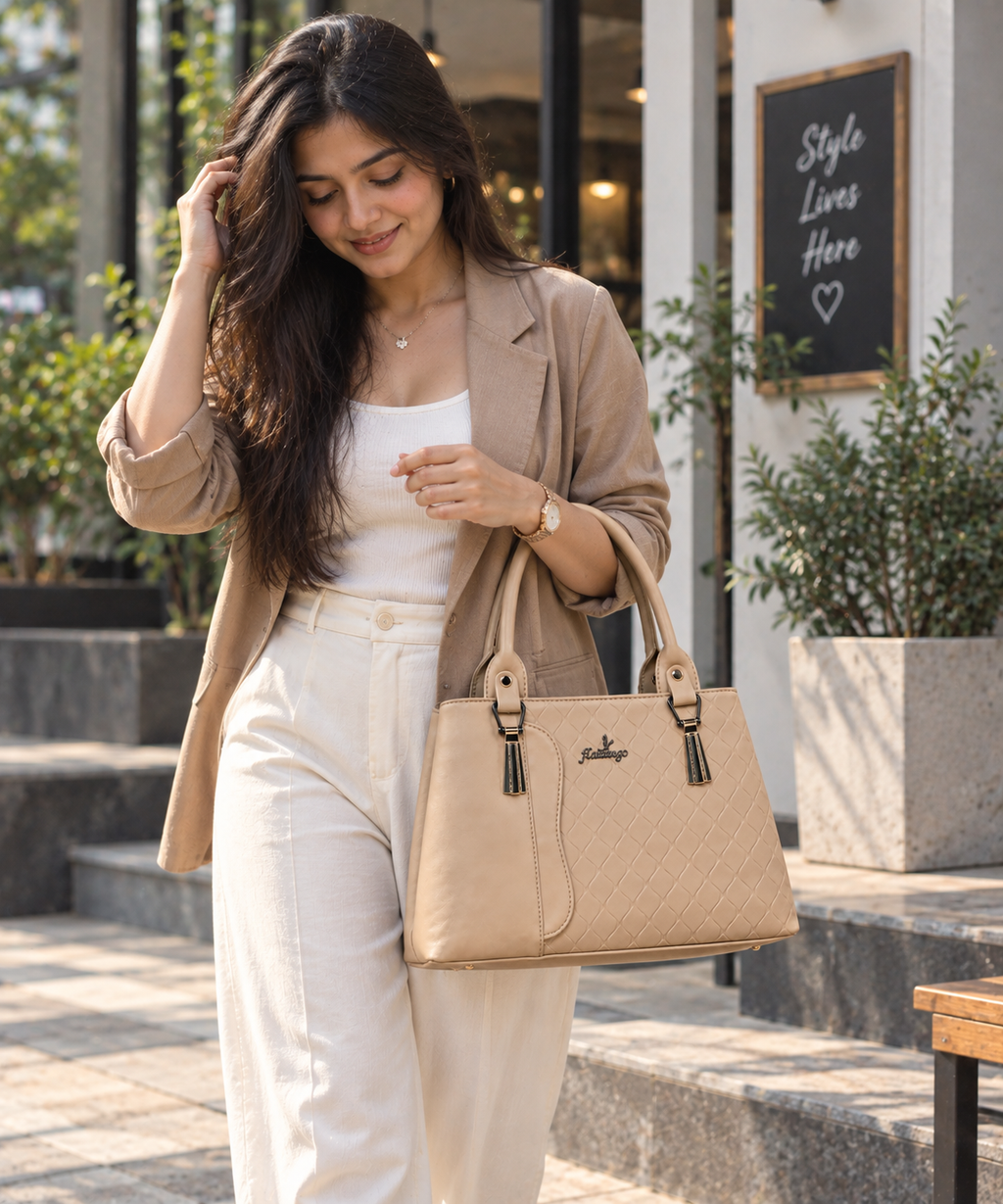 Women's PU Leather Handbag for Women | Tote Shoulder Bag with Detachable Sling Strap | Office, College, Shopping & Daily Use | Multiple Compartments | Small Handbag