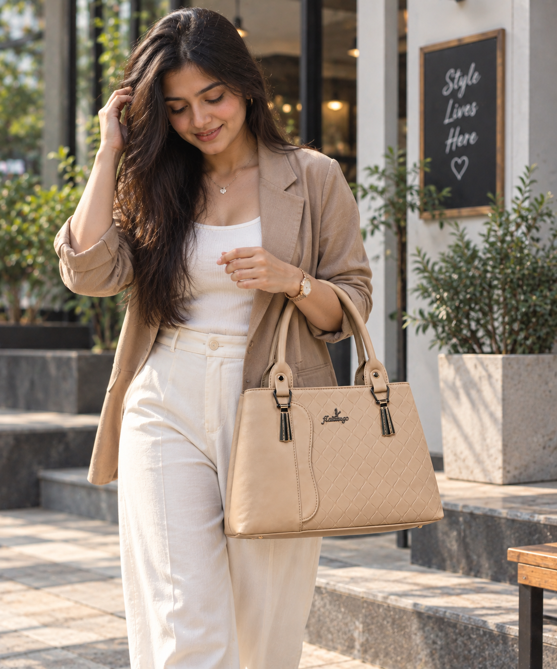 Women's PU Leather Handbag for Women | Tote Shoulder Bag with Detachable Sling Strap | Office, College, Shopping & Daily Use | Multiple Compartments | Small Handbag